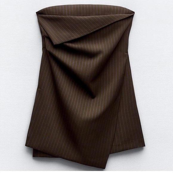 🤎💙ZARA Pinstripe Strapless Mini Dress🤎SZ XXL💙NWT - Picture 14 of 16